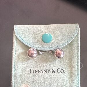 Tiffany & Co. Sterling Silver Ball Stud Earrings with Tiffany Blue Pouch